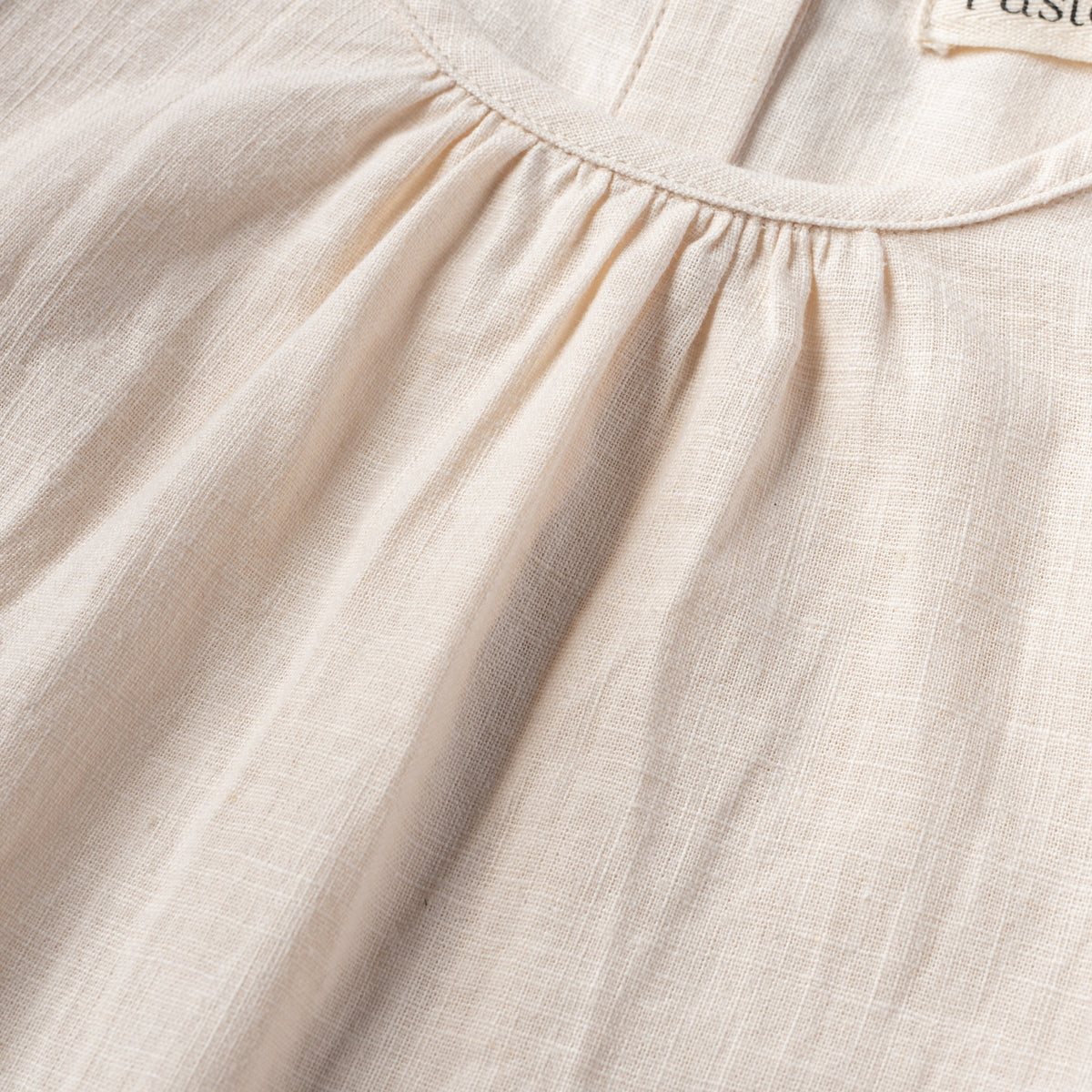 Gathered Neck Linen Blouse