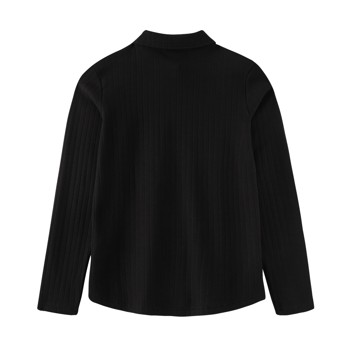 Ribbed Button-Collar Tshirt
