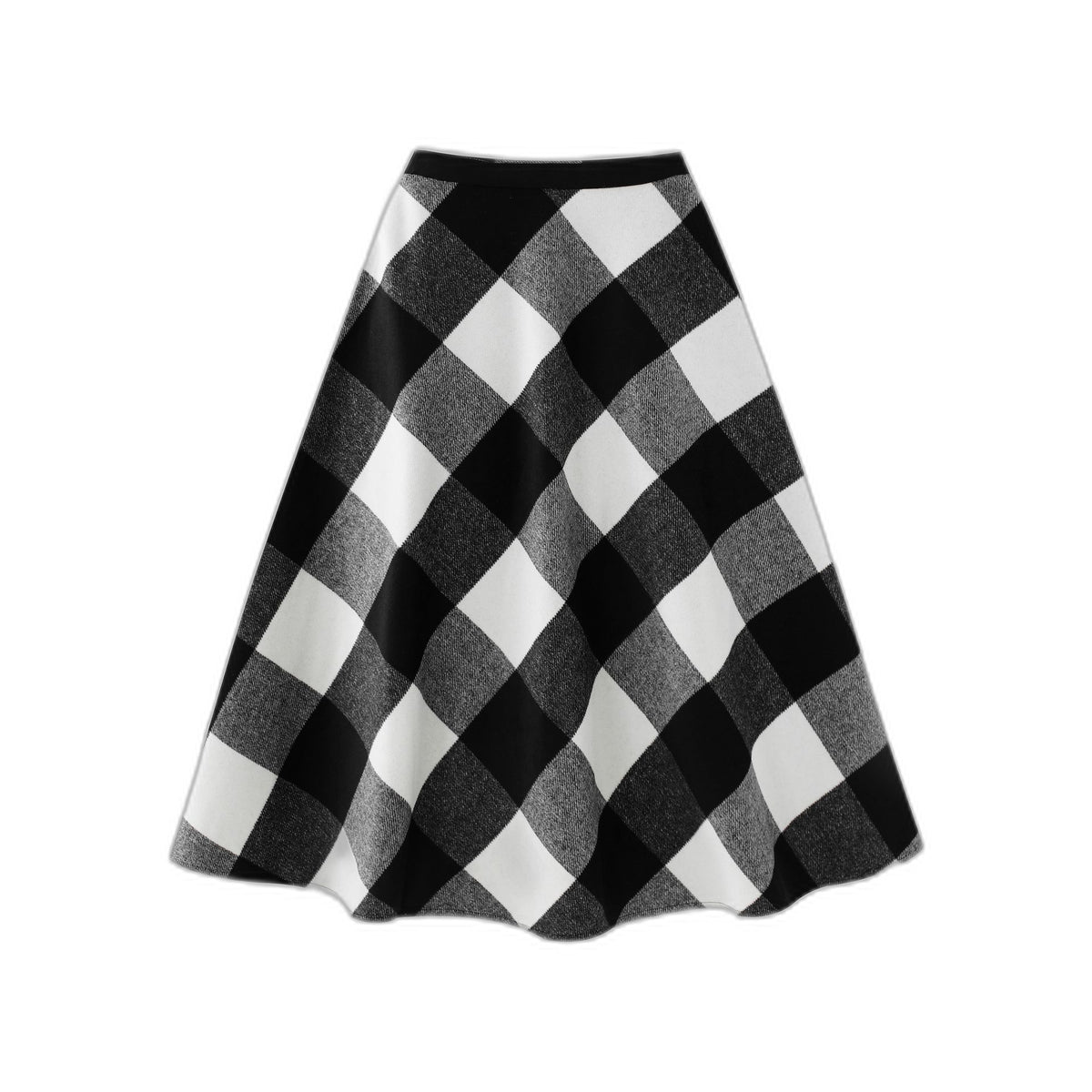 Wool Plaid Midi Skirt