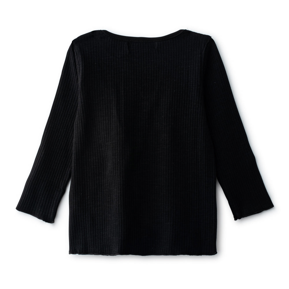Long Sleeve Ribbed Crew Neck Tee