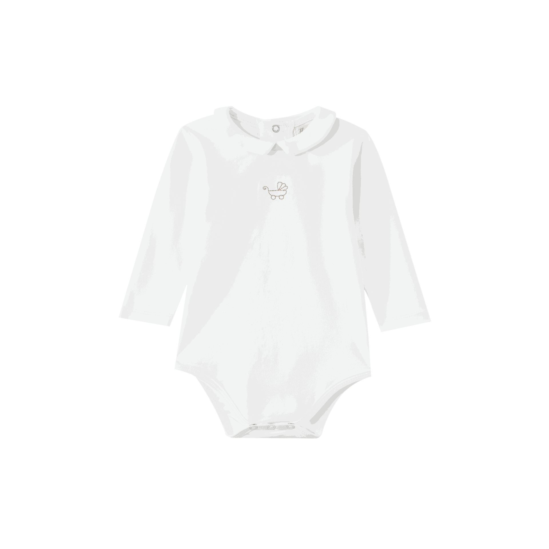Collared Onesie With Carriage Embroidery