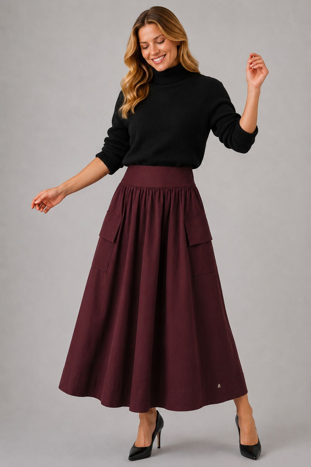 Waisted Skirt With Pockets