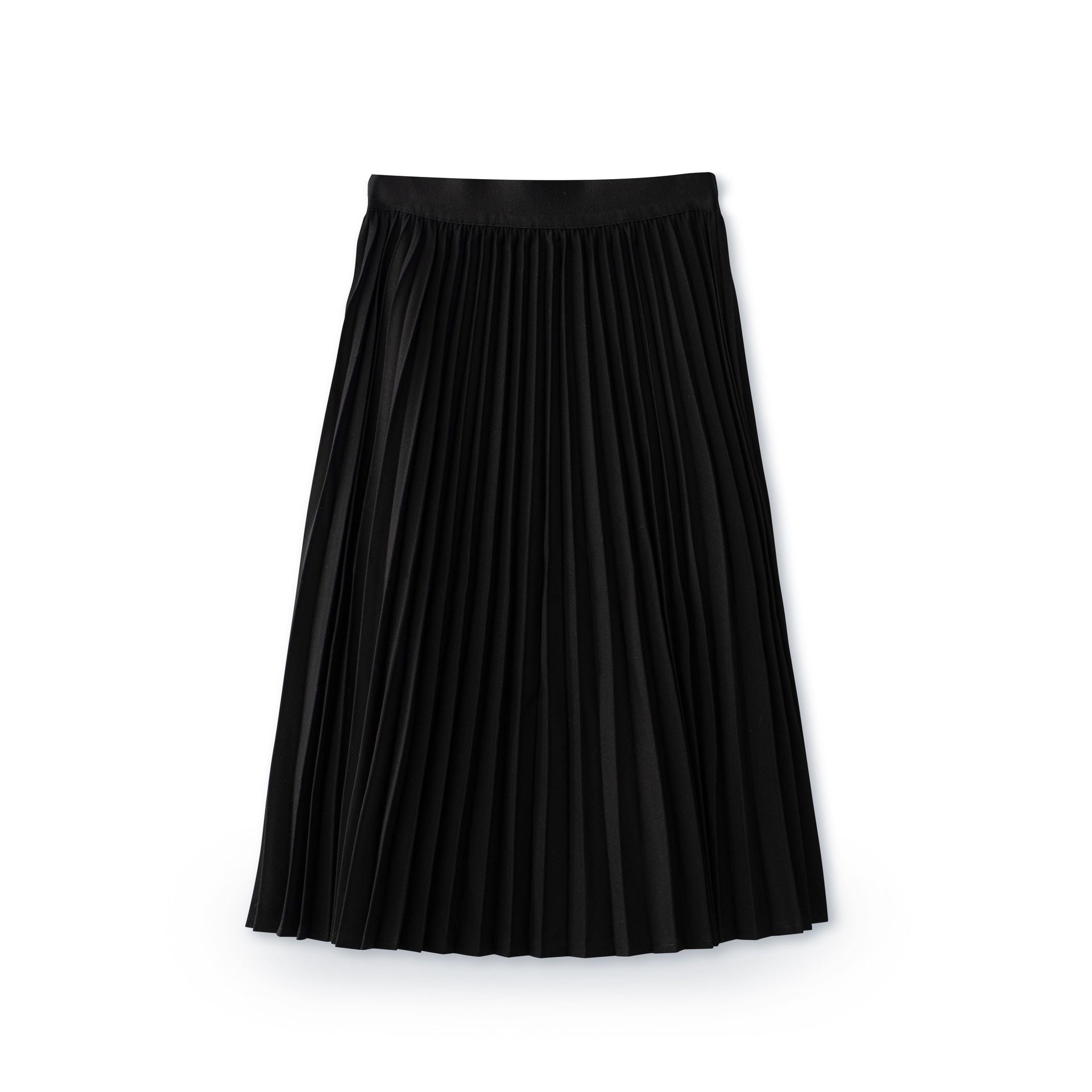 Elastic Waist Accordion Pleated Knee Length Skirt