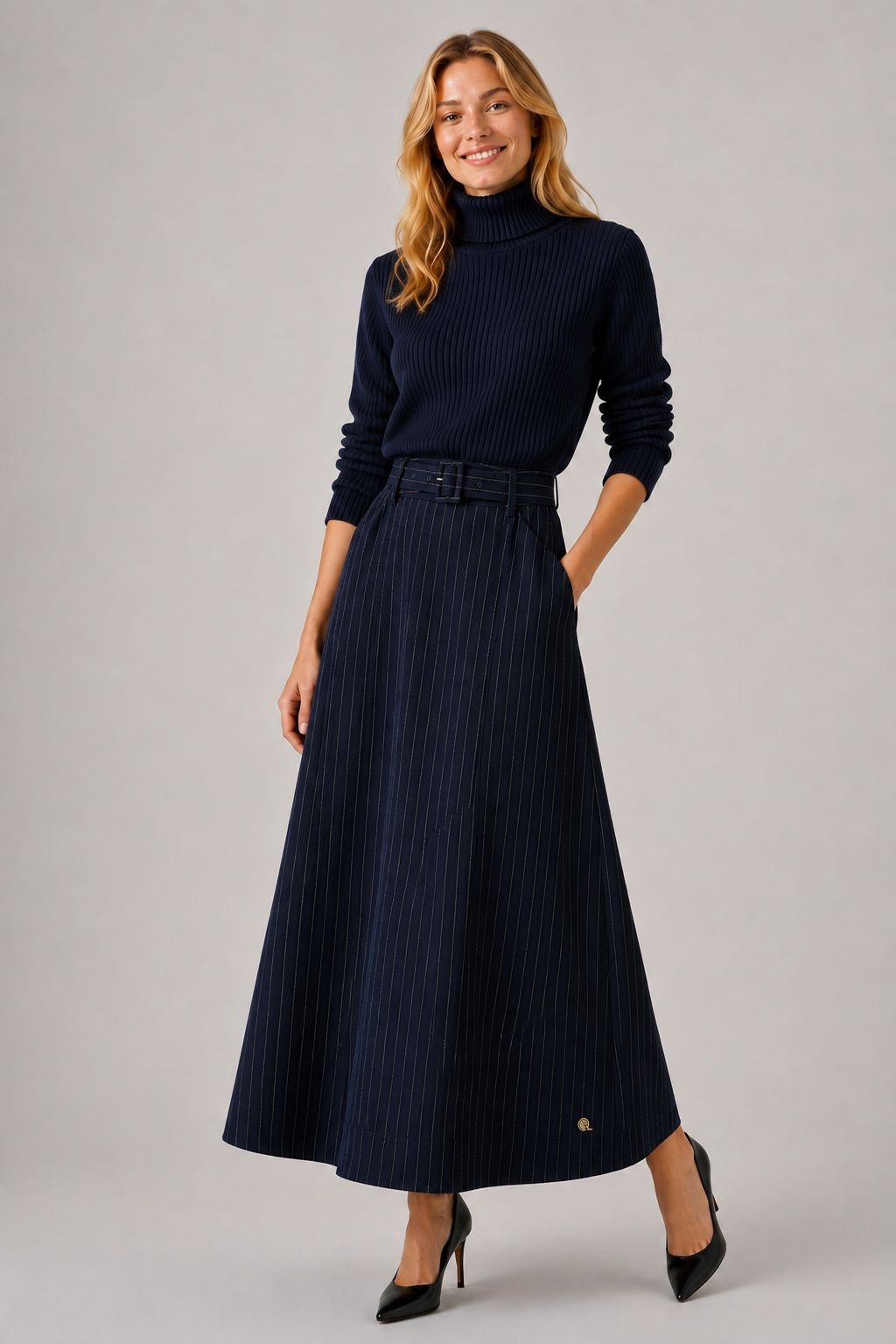 A-Line Skirt With Belt