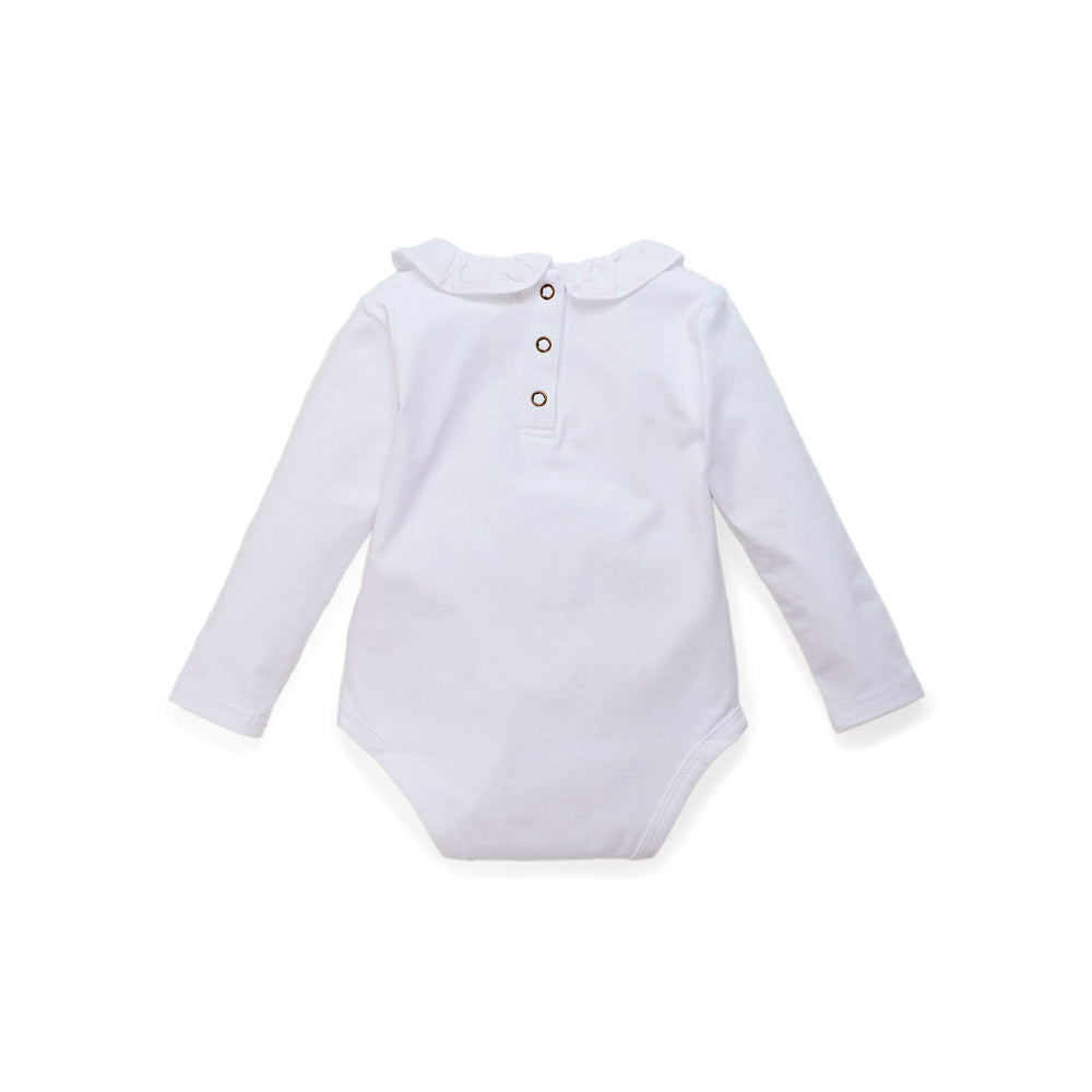 Long Sleeve Onesie With Ruffle Neck
