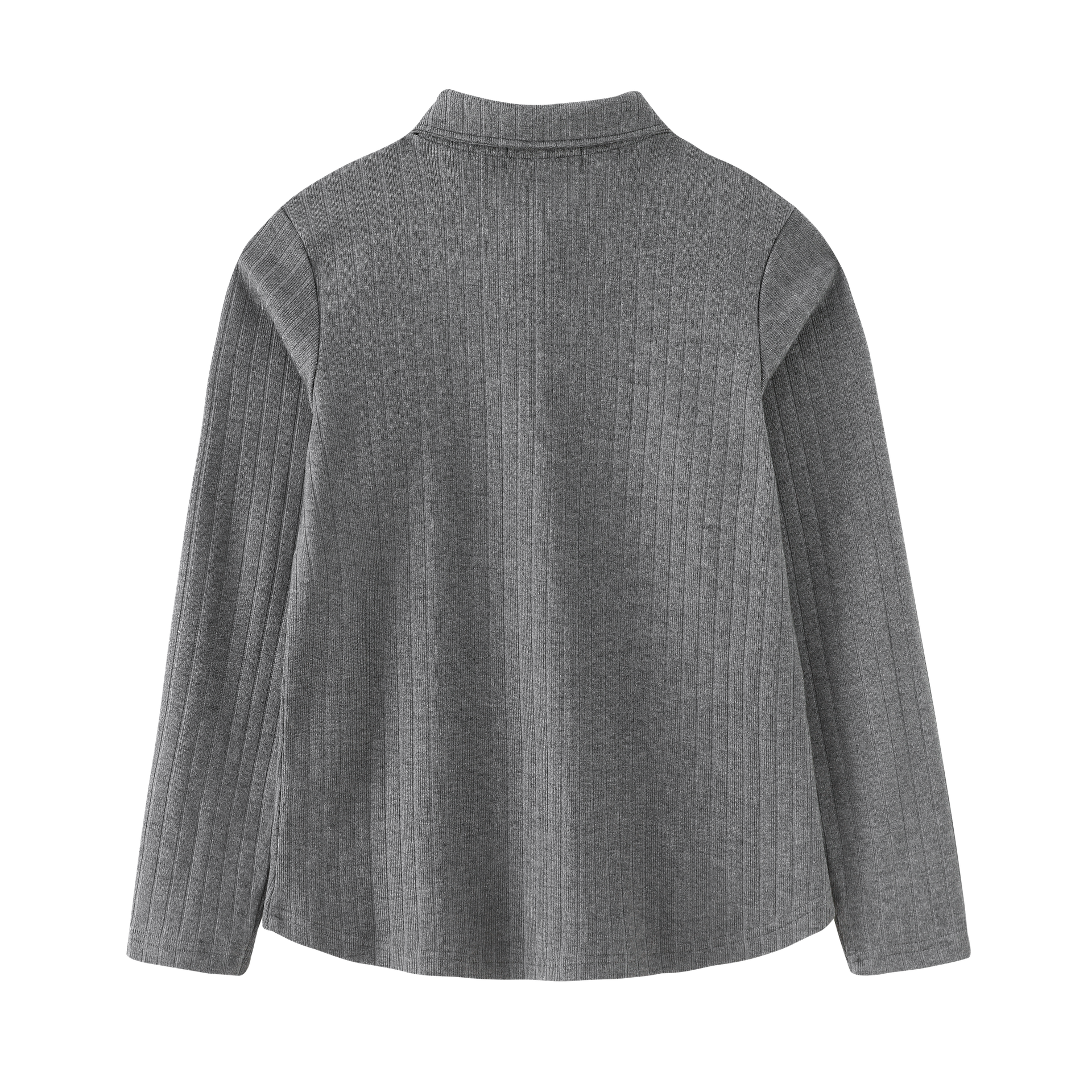 Ribbed Button-Collar Tshirt