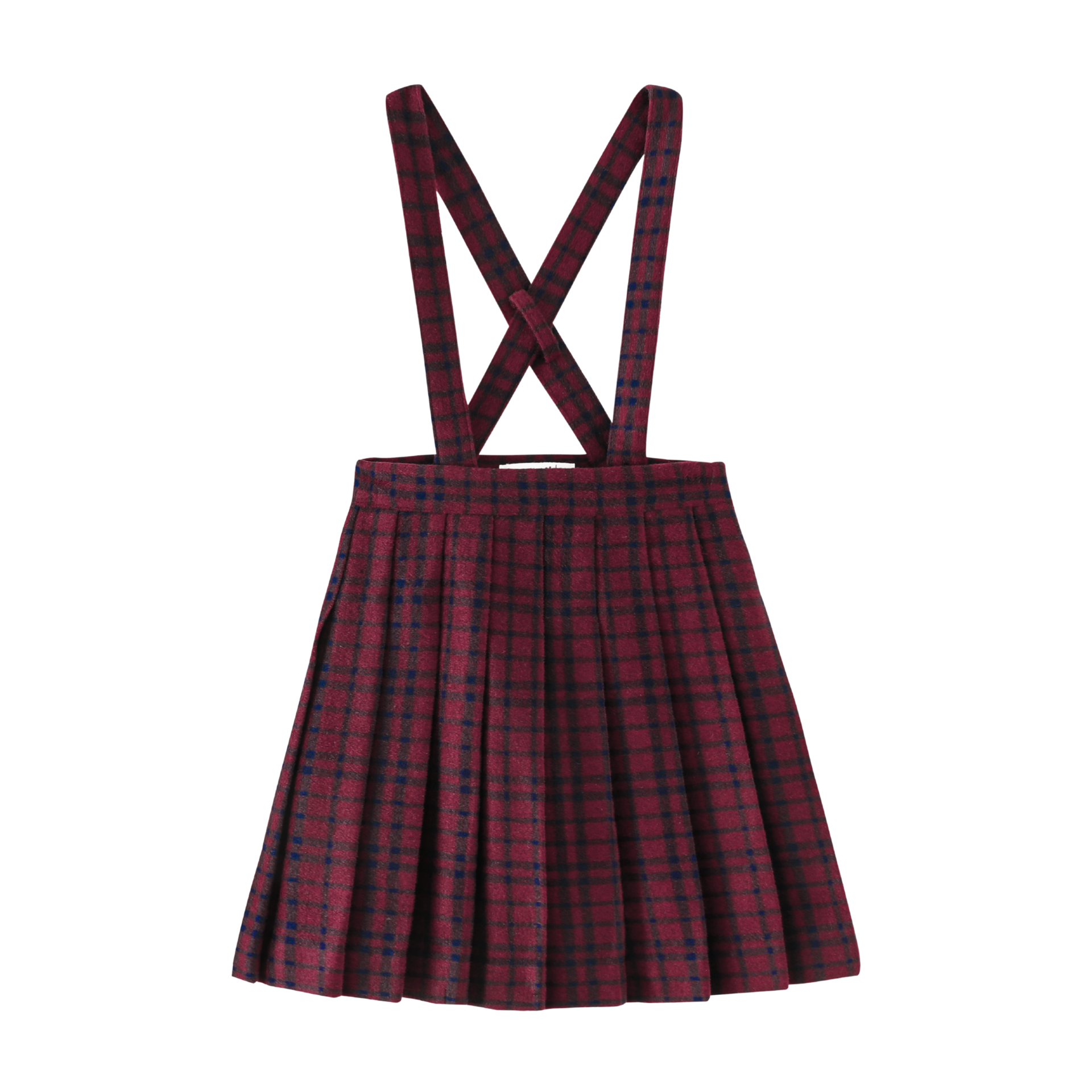 Plaid Pleated Suspender Skirt