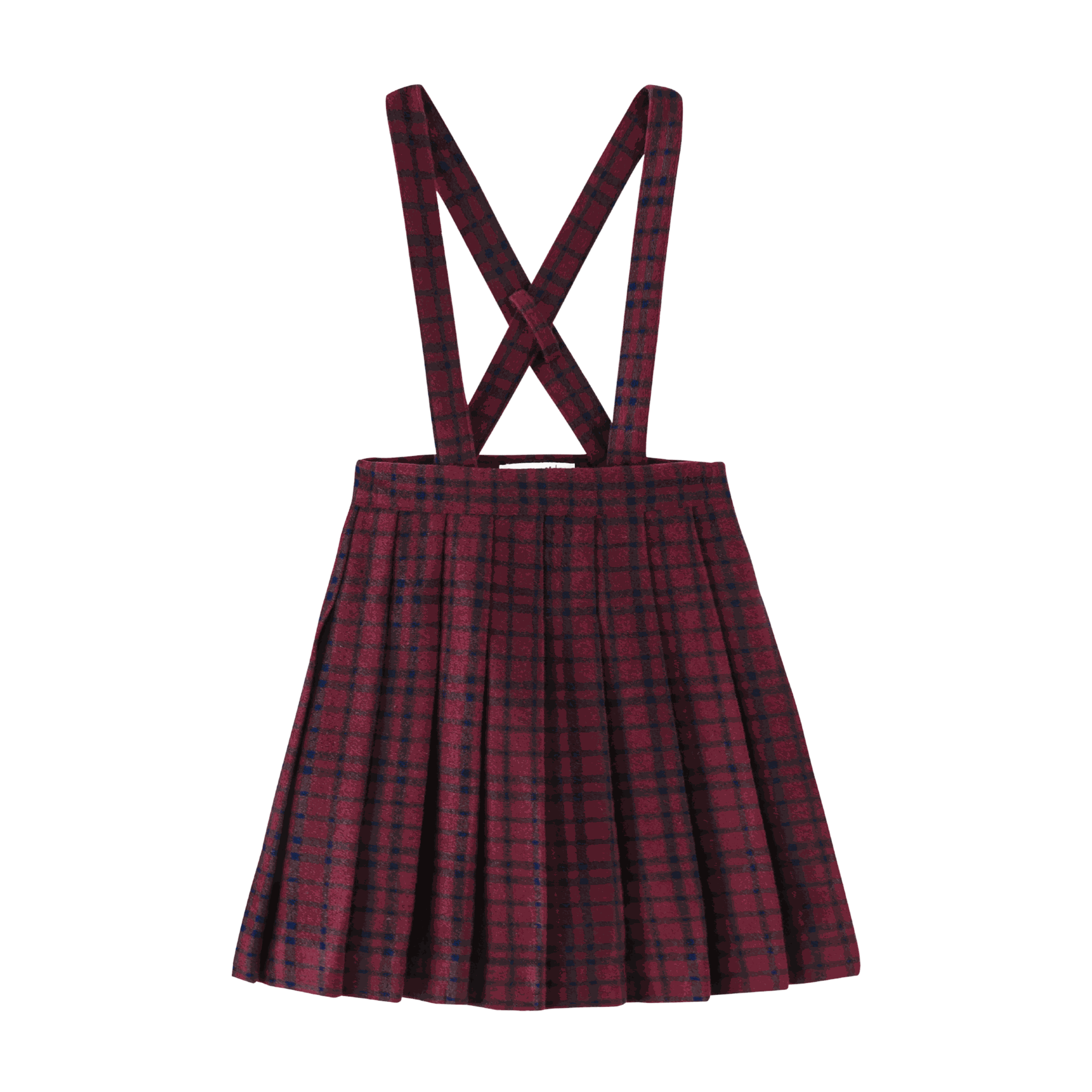 Plaid Pleated Suspender Skirt