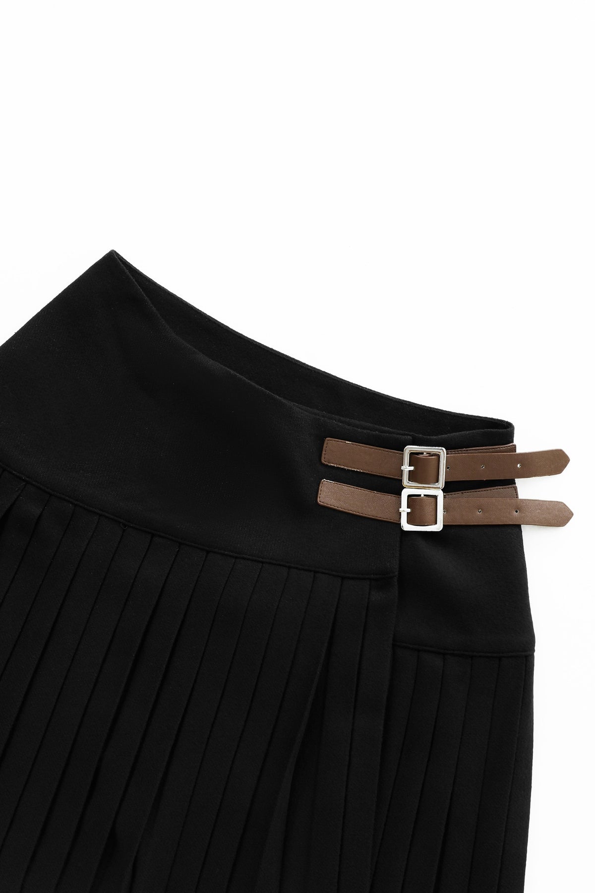 Accordian Pleated Skirt With Side Buckles