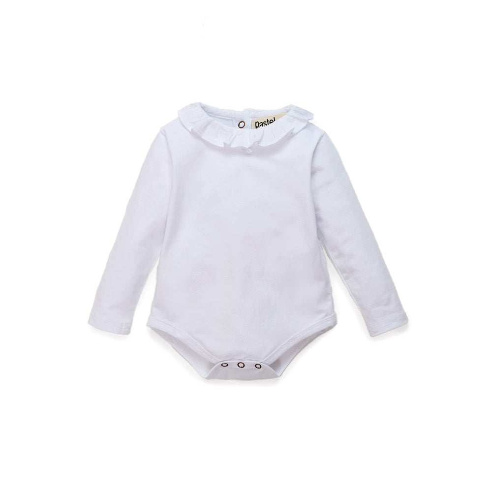 Long Sleeve Onesie With Ruffle Neck