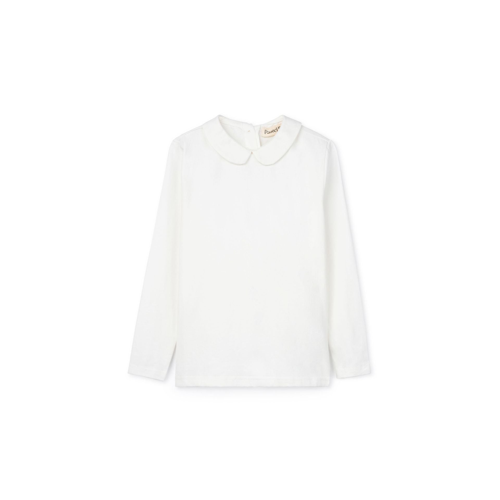 Long Sleeve Tee With Woven Peter Pan