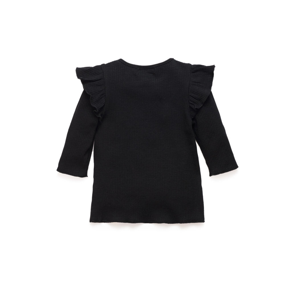 3/4 Sleeve Ribbed Flutter Tee