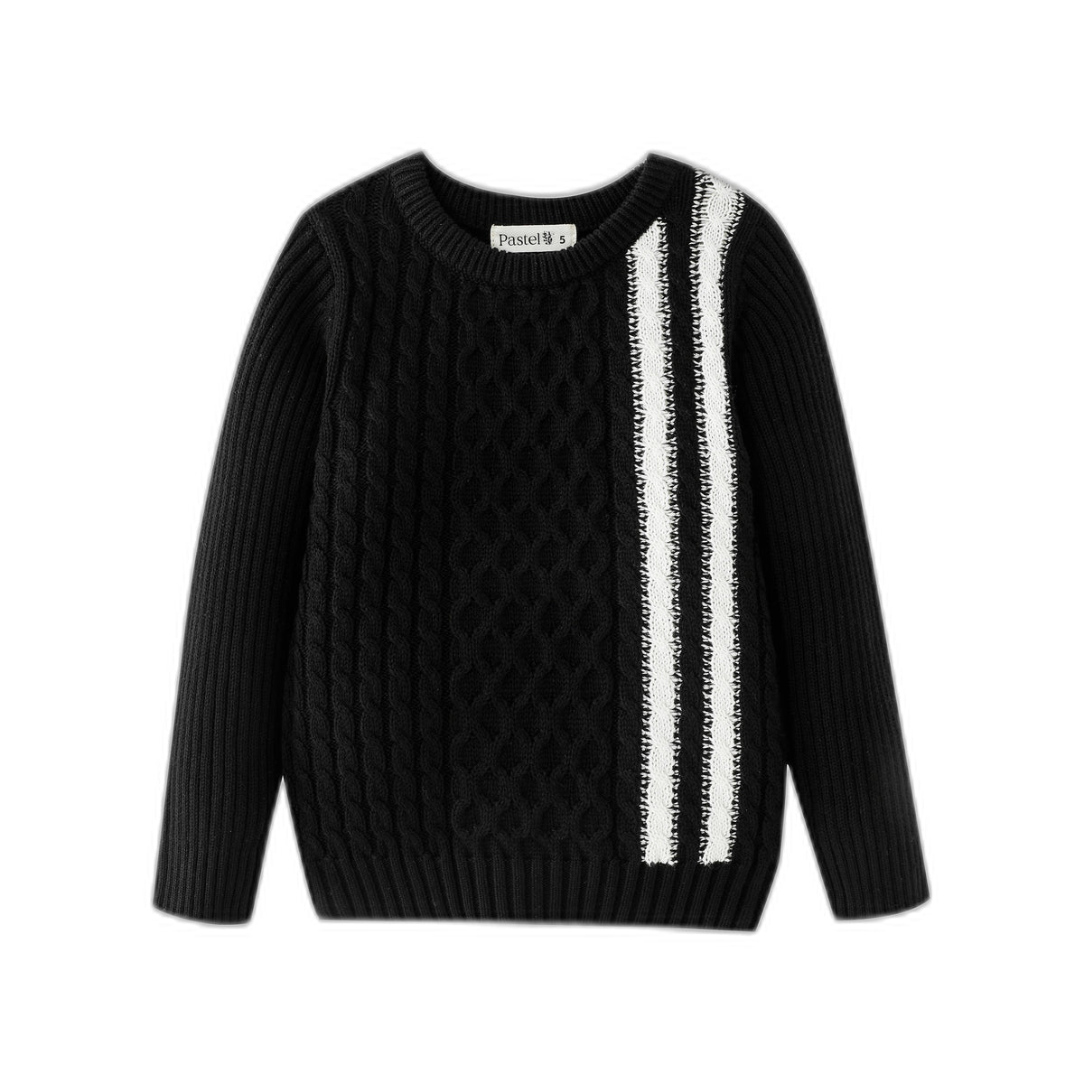 Cable Sweater With Contrast Stripes