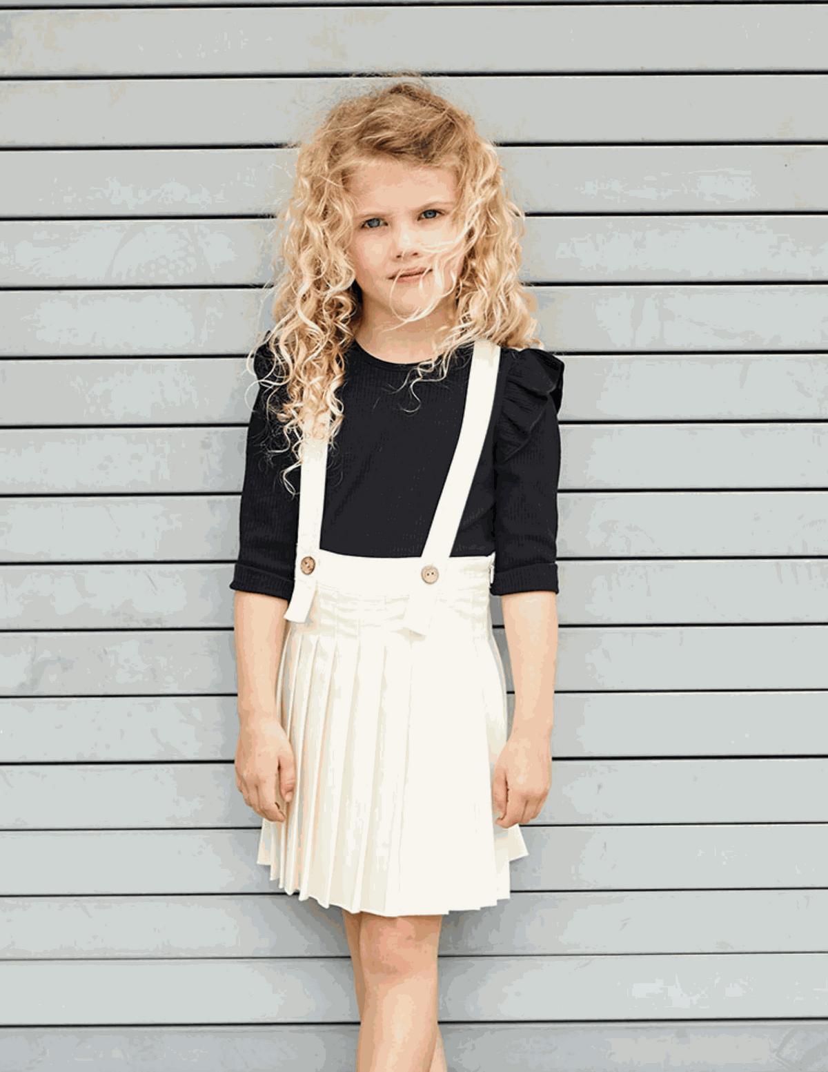 Pleated Suspender Skirt
