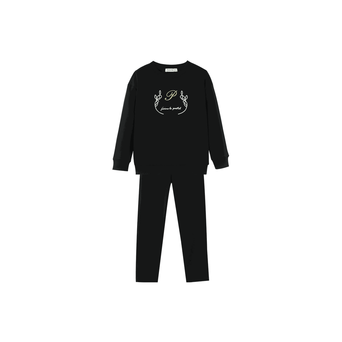 Pajama Set With Center Embroidery