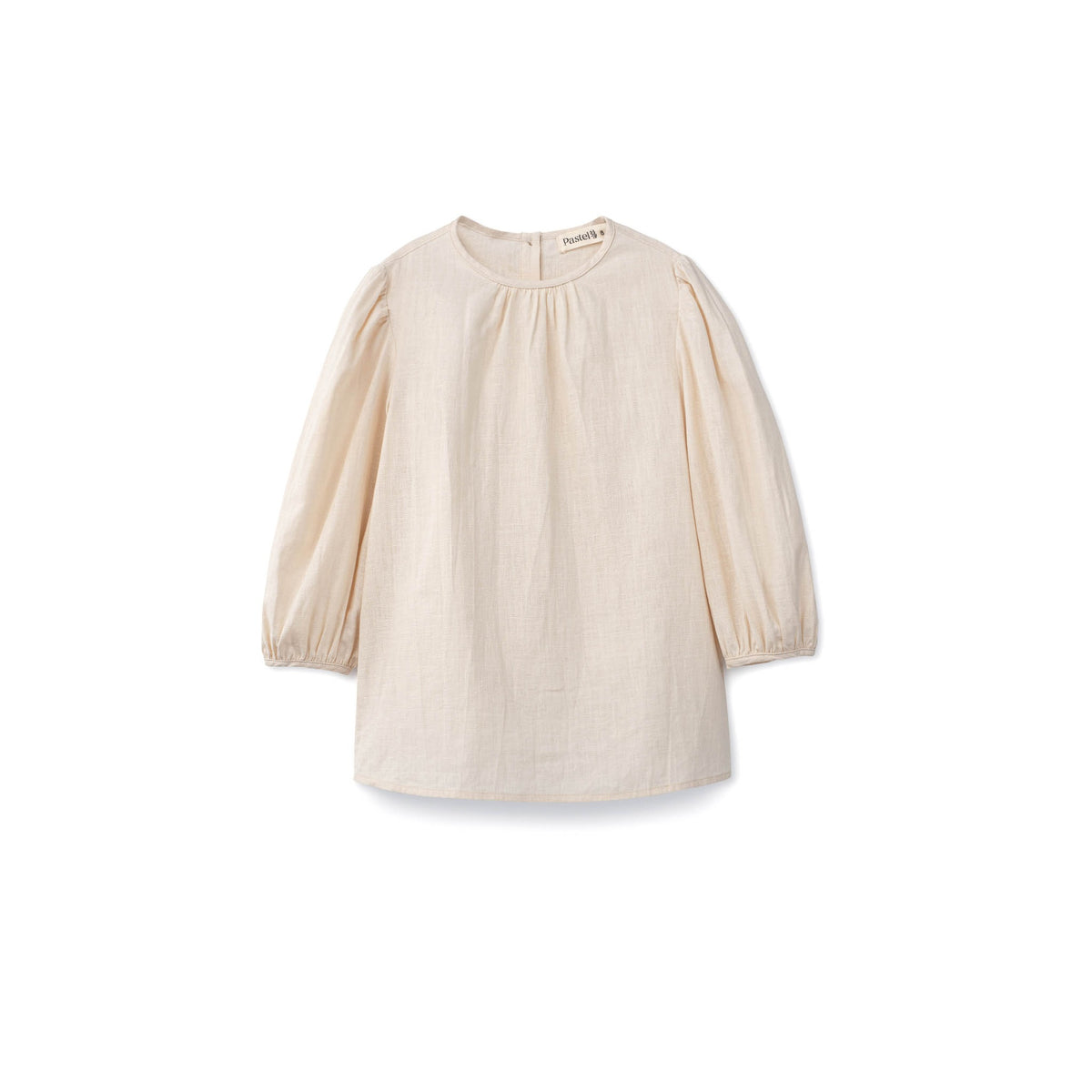 Gathered Neck Linen Blouse