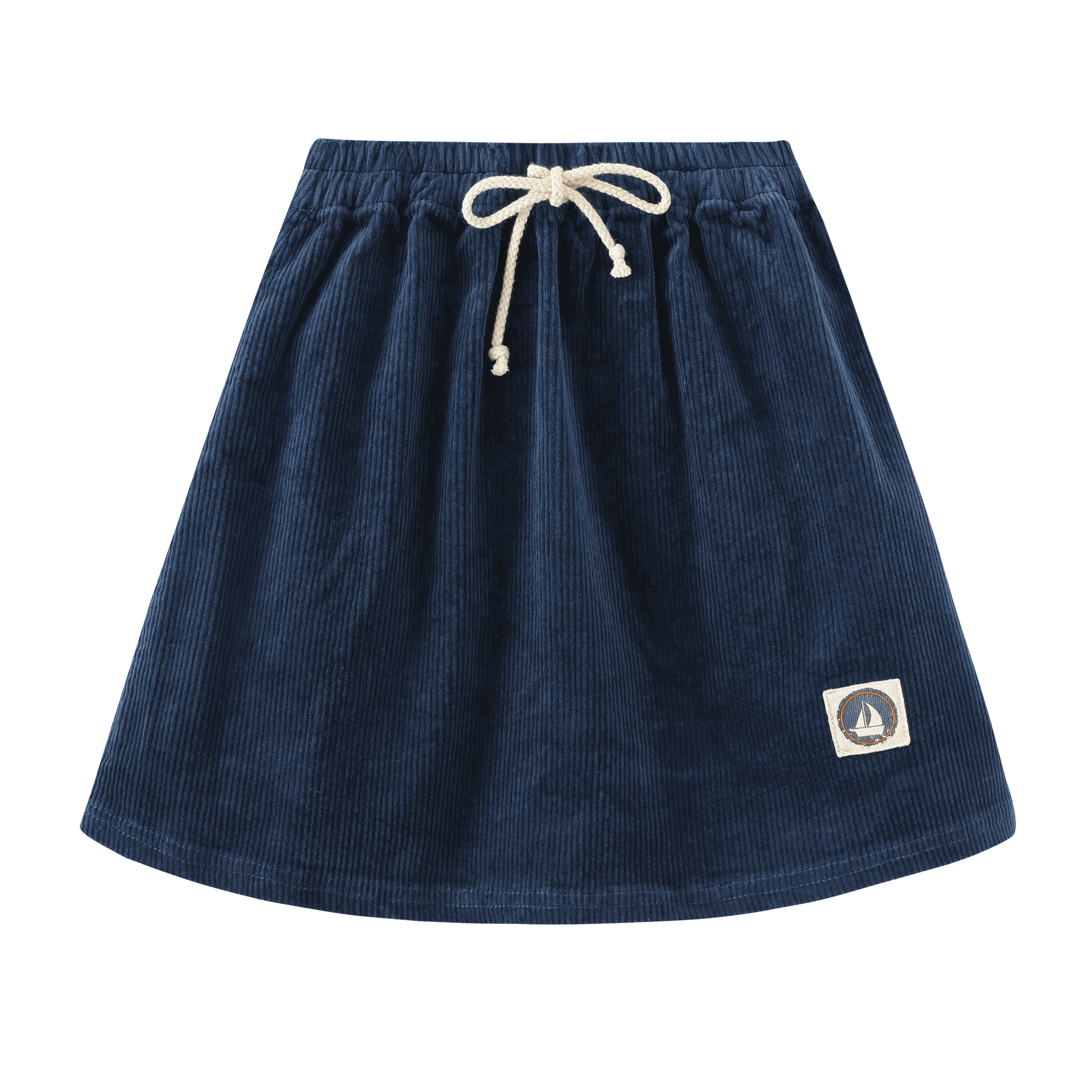 Corduroy Skirt With Center Tie