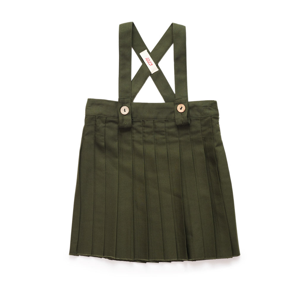 Pleated Suspender Skirt