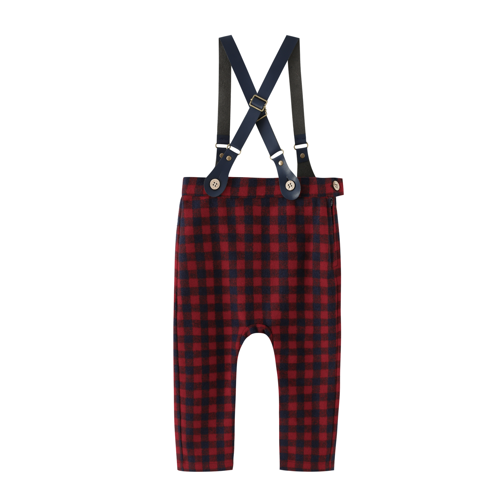 Plaid Suspender Pants