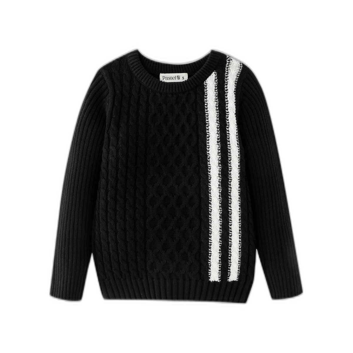 Cable Sweater With Contrast Stripes