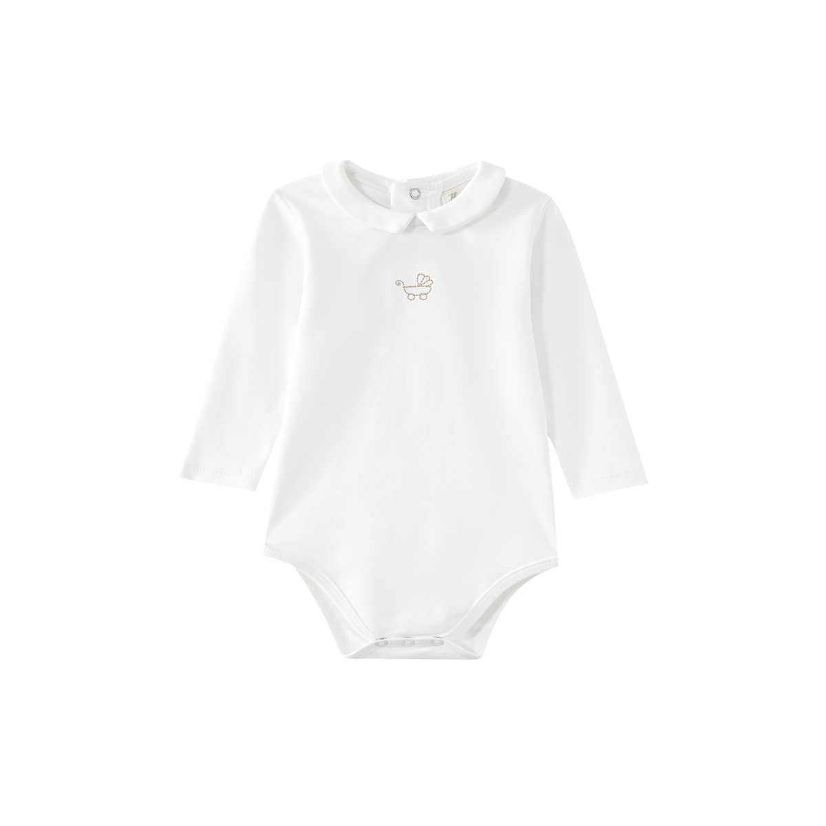 Collared Onesie With Carriage Embroidery
