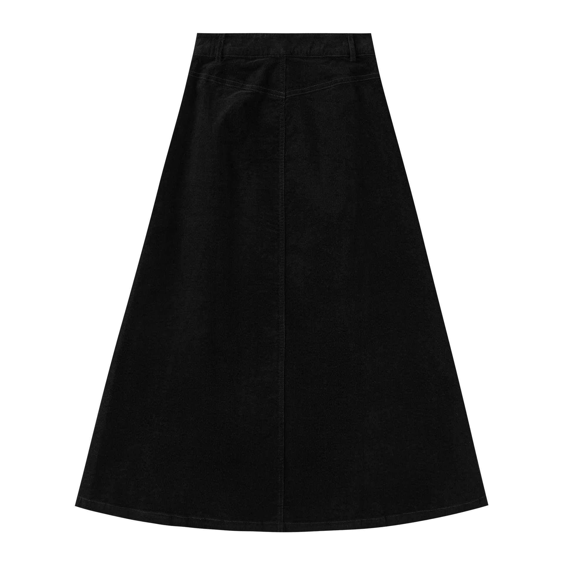 Corduroy Skirt With Button