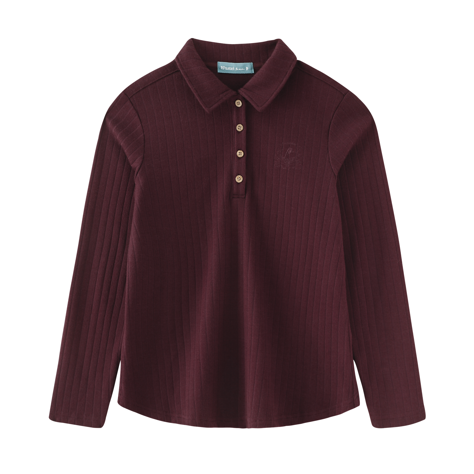 Ribbed Button-Collar Tshirt