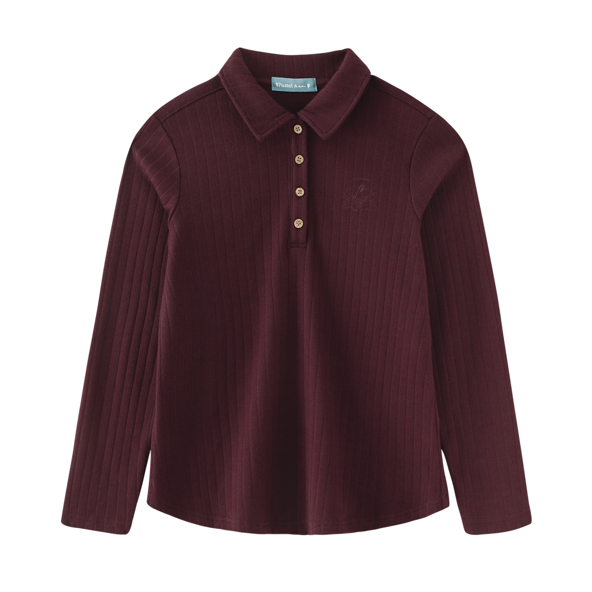 Ribbed Button-Collar Tshirt