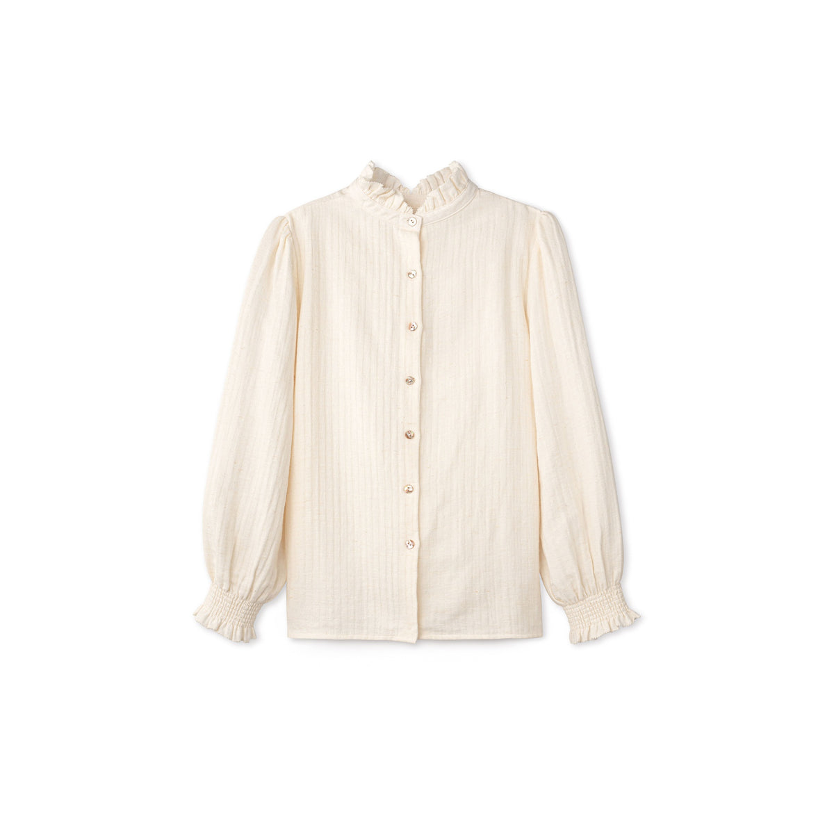 Ruffle Neck Blouse With Full Sleeve