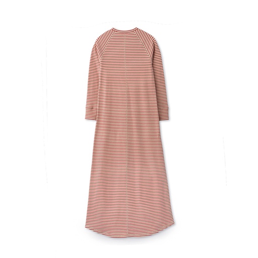 STRIPED RIBBED HENLEY DRESS WITH PATCH WIDGET