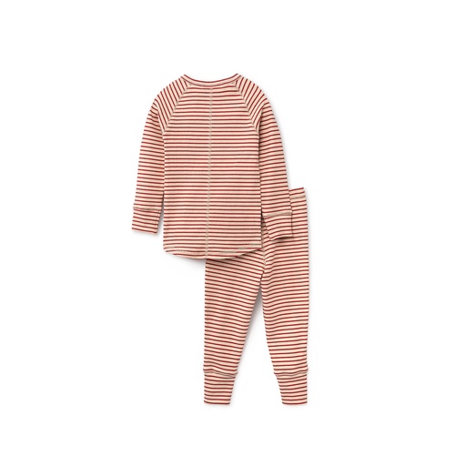 STRIPED RIBBED HENLEY SET WITH PATCH WIDGET