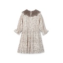 PLEATED DRESS WITH CONTRAST CROCHET COLLAR