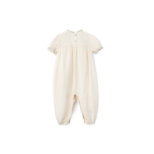 YOKE ROMPER WITH RUFFLE NECK AND BOW