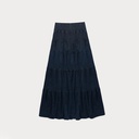 Jersey Tiered Denim Wash Maxi Skirt