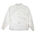 LINEN BLOUSE WITH RUFFLE AT NECK AND BACK BUTTONS