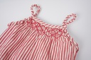 STRIPED LONG ROMPER WITH SMOCKING