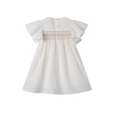 FLUTTER SLEEVE LINEN DRESS WITH SMOCKING