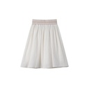 LINEN SKIRT WITH SMOCKED WAIST