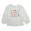 GATHERED SLEEVE TSHIRT WITH PRINT