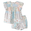 FLUTTER SLEEVE PATCHWORK PRINT BLOOMER SET