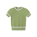 SHORT SLEEVE SWEATER WITH CONTRAST EDGING