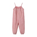 STRIPED LONG ROMPER WITH SMOCKING