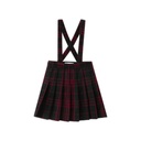 RED PLAID PLEATED SUSPENDER SKIRT