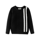 CABLE SWEATER WITH CONTRAST STRIPES