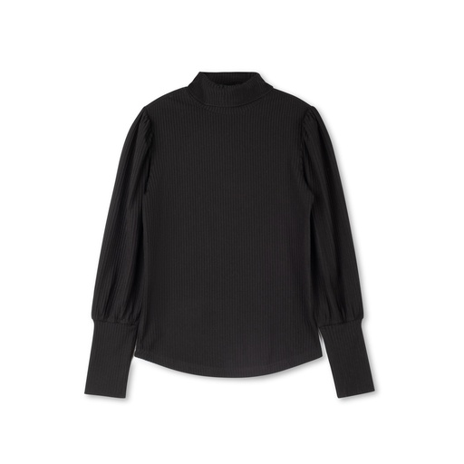 Ribbed Puff Sleeve Turtle Neck