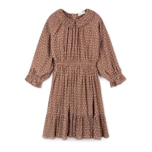 Blouson Dress With Ruffle Collar