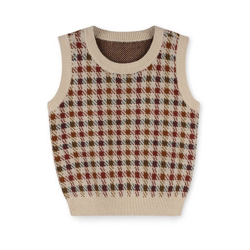 [F24-MNTU203-WN] Houndstooth Jacquard Vest