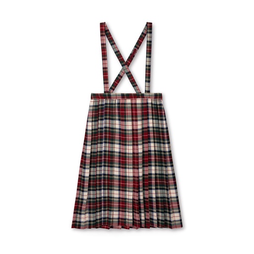[F24-MSG201-RD] Pleated Plaid Suspender Skirt