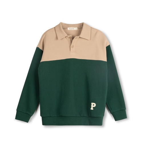 [F24-WNTB202-HG] Color Blocked Polo Sweatshirt