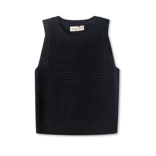 [F24-WNTG203-BK] Mesh Knit Vest